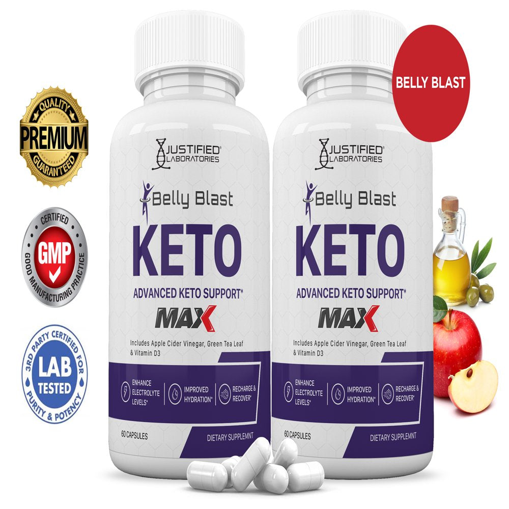 (2 Pack) Belly Blast Keto ACV MAX Pills 1675Mg Alternative to Gummies Dietary Supplement 120 Capsules