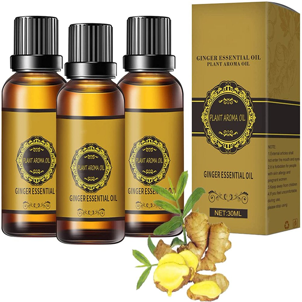 30Ml Ginger Oil for Weight Loss Belly Fat,Belly Drainage Ginger Oil,Slimming Tummy Ginger Oil,Essential Relax Liquid Herbal Massage Oil,3Pcs