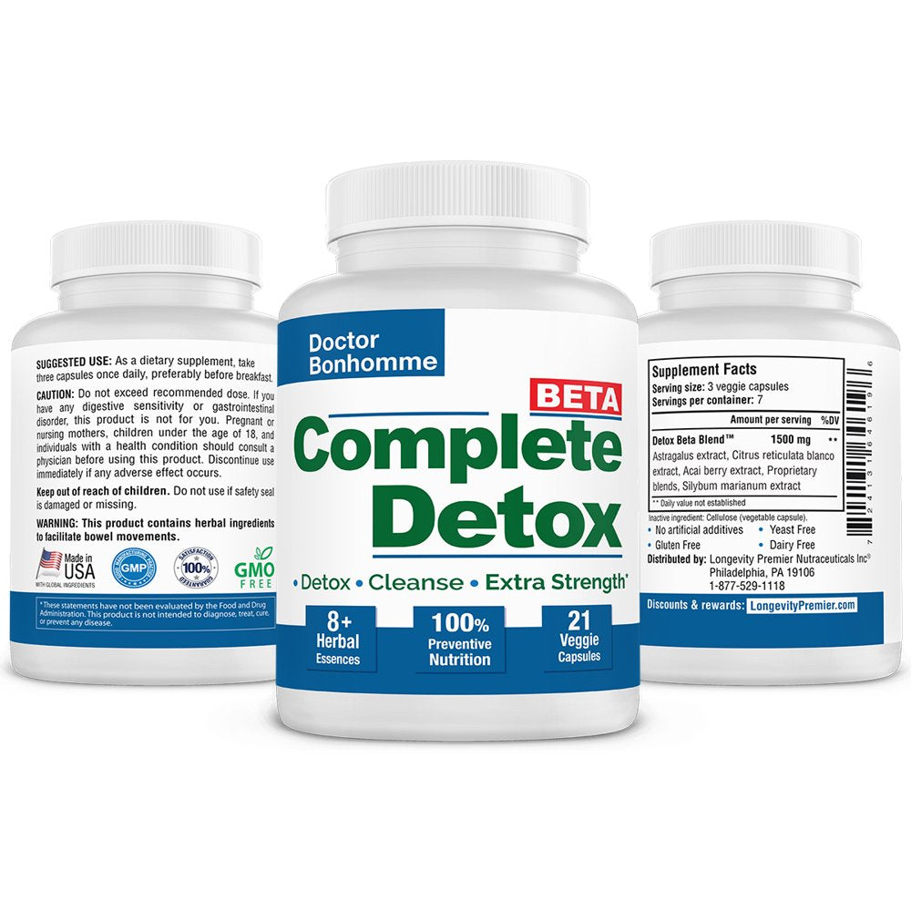 Complete Detox [BETA Formula] 7 Day - Full Body Detox with Most Thorough Cleanse & Digestive Reset