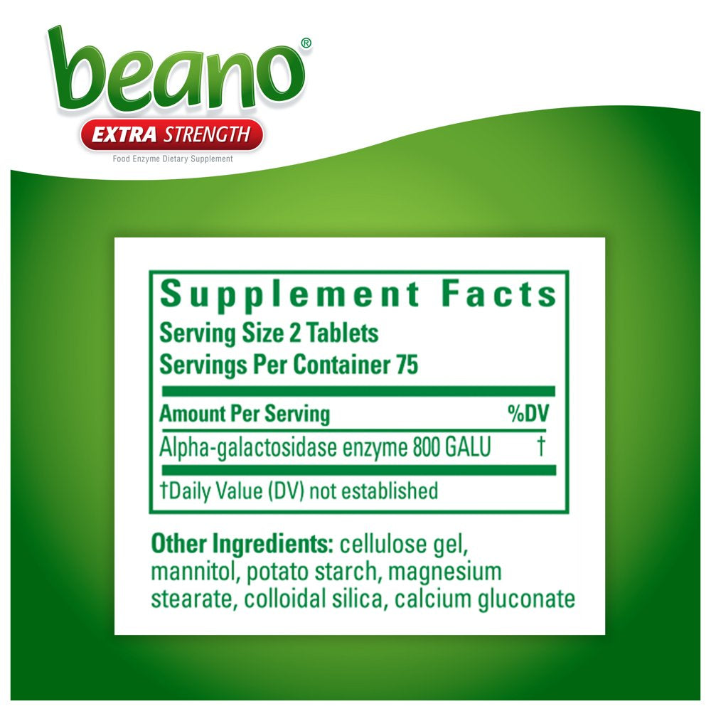 Beano Extra Strength, Gas Prevention & Digestive Enzyme Supplement, 150 Count