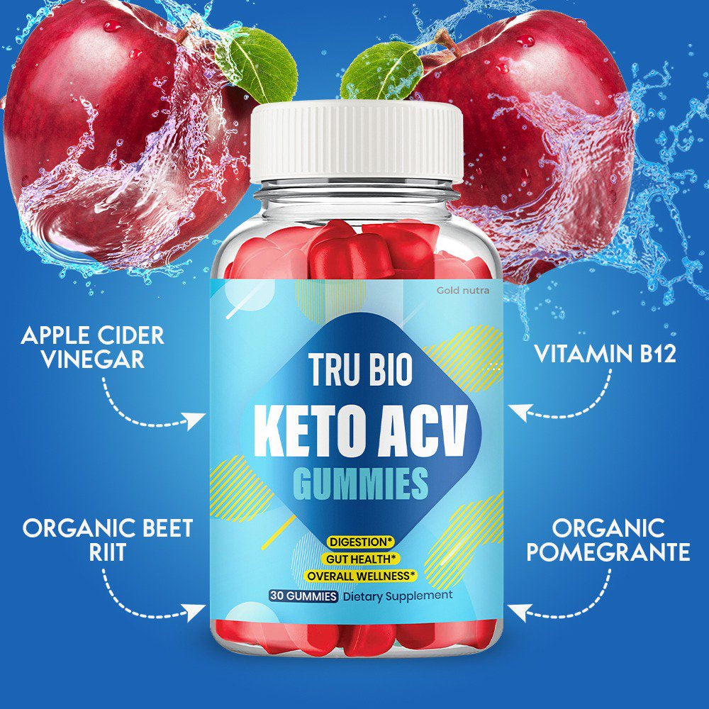 Tru Bio Keto ACV Gummies, Maximum Strength Gummies, Powerful Formula with ACV, Vitamin B12, Pomegranate and Beet Root (2 Pack)