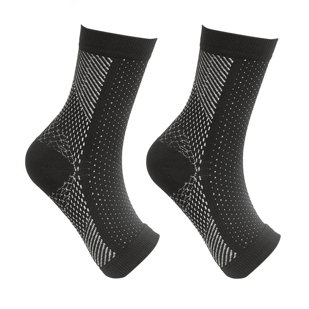 JAWSEU 1 Pair of Soothe Socks for Neuropathy Pain Arch Support Soothesocks for Men and Women for Cycling Running Sports Black White L/XL