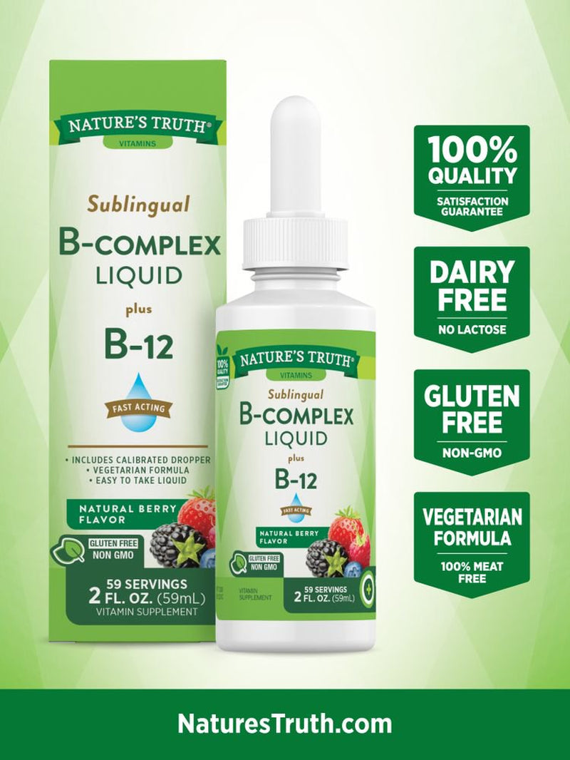 Vitamin B Complex Siblingual Liquid | 2Oz | Natural Berry Flavor | by Nature'S Truth