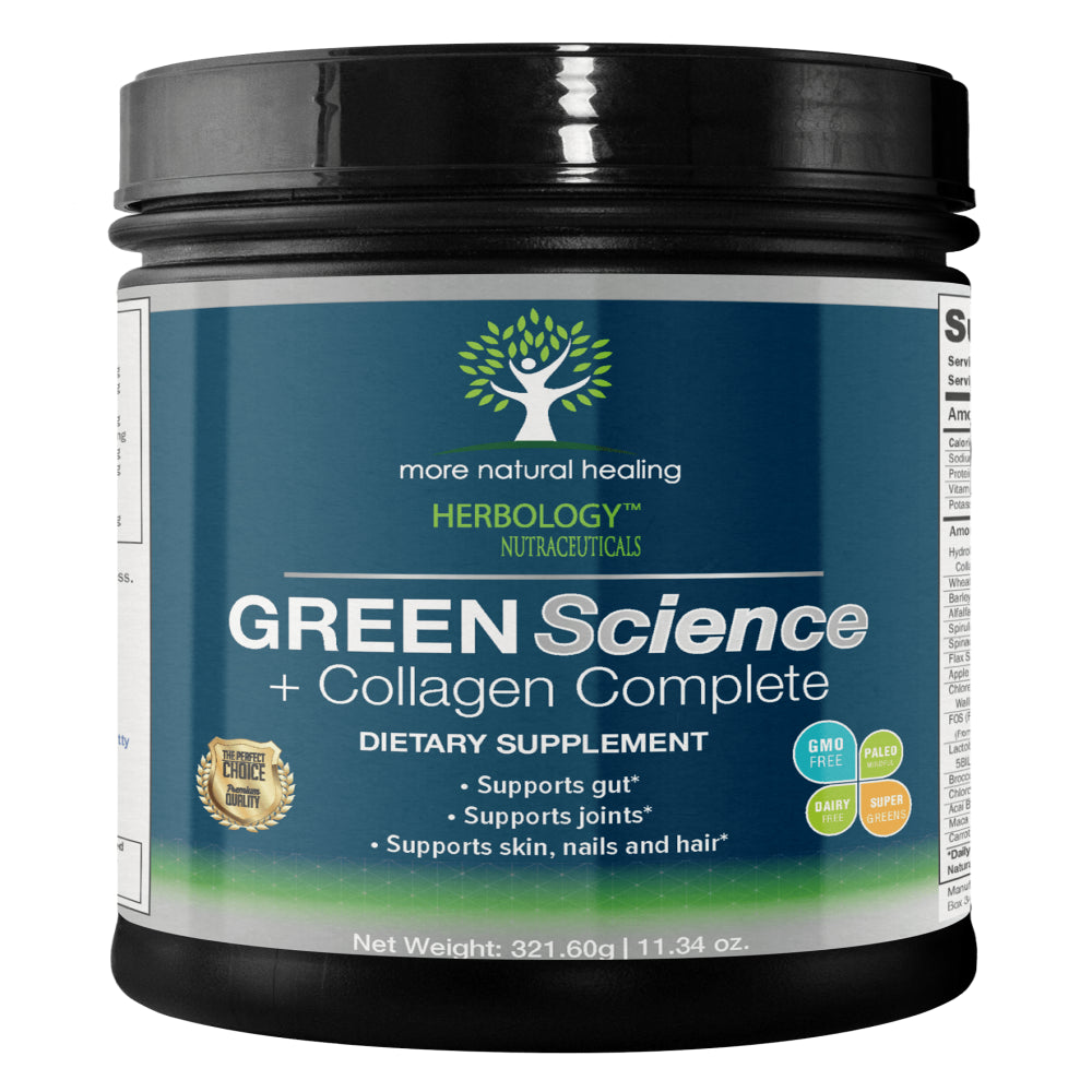 Green Science + Collagen Superfood Green Drink Powder Supplement for Joints and Gut Support Powder Drink - 30 Day Supply