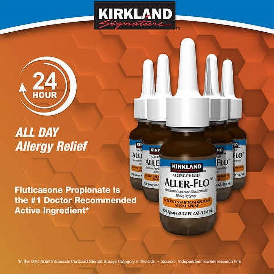 5 Bottles K.S Signature Aller-Flo 50 Mcg Allergy Spray, 720 Metered Sprays Total.