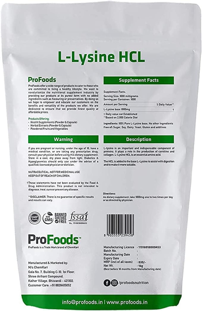 MIYUU Profoods L Lysine HCL Powder (1 Kg)