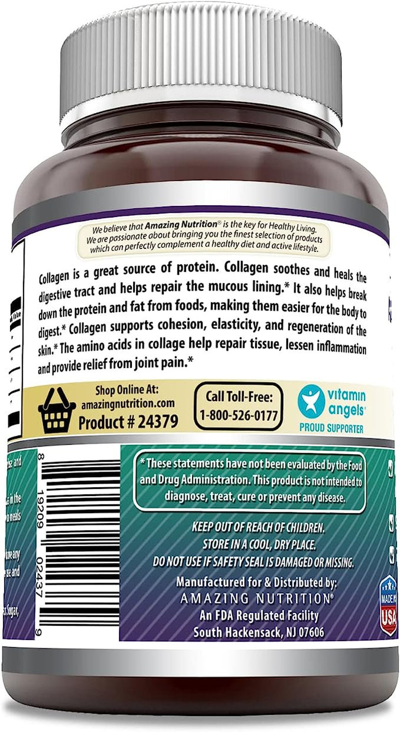 Amazing Formulas Advanced Collagen 1600Mg per Serving Supplement | Collagen Type I, II & III with Vitamin C & Hyaluronic Acid | 180 Veggie Capsules | Non-Gmo | Gluten Free | Made in USA