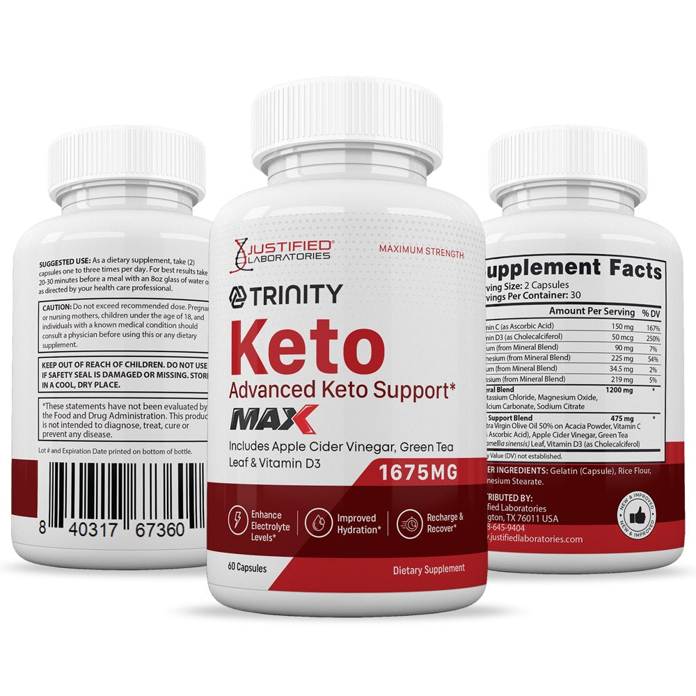 (3 Pack) Trinity Keto ACV MAX Pills 1675Mg Alternative to Gummies Dietary Supplement 180 Capsules