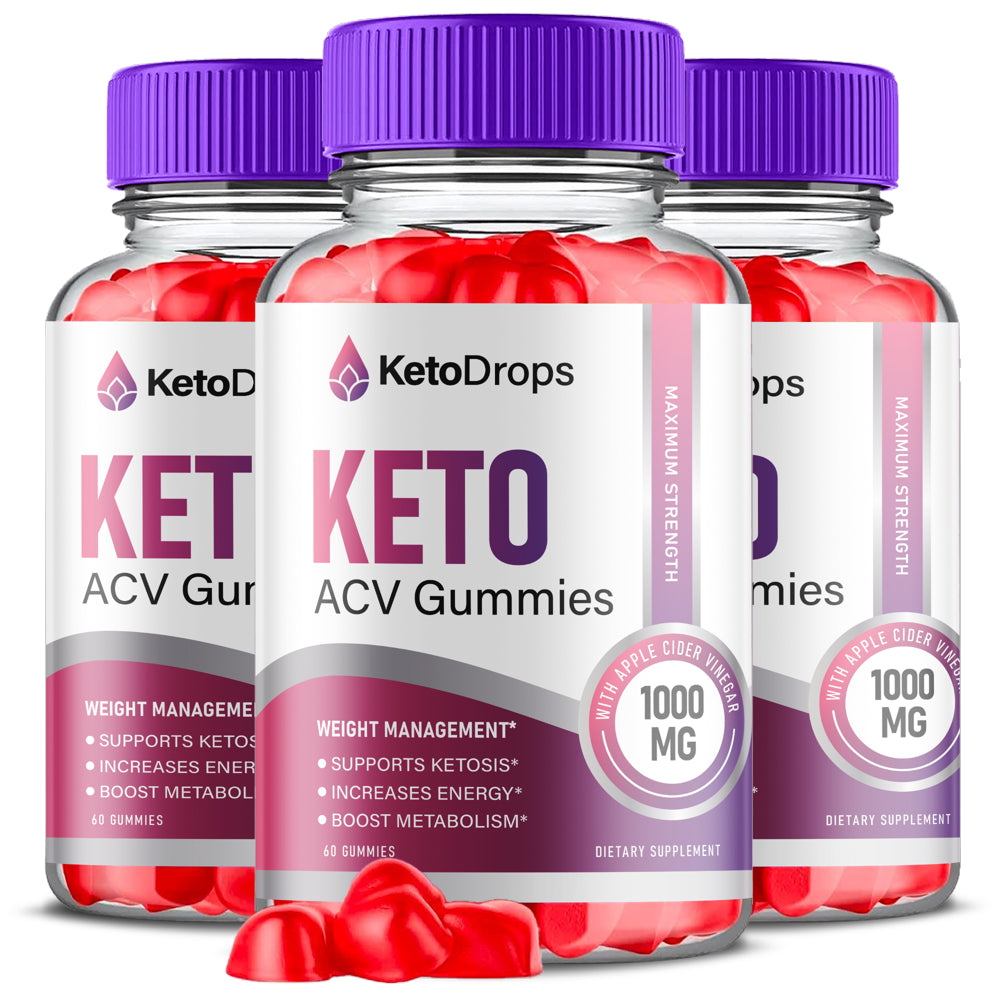 (3 Pack) Keto Drops Keto ACV Gummies - Apple Cider Vinegar Supplement for Weight Loss - Energy & Focus Boosting Dietary Supplements for Weight Management & Metabolism - Fat Burn - 180 Gummies