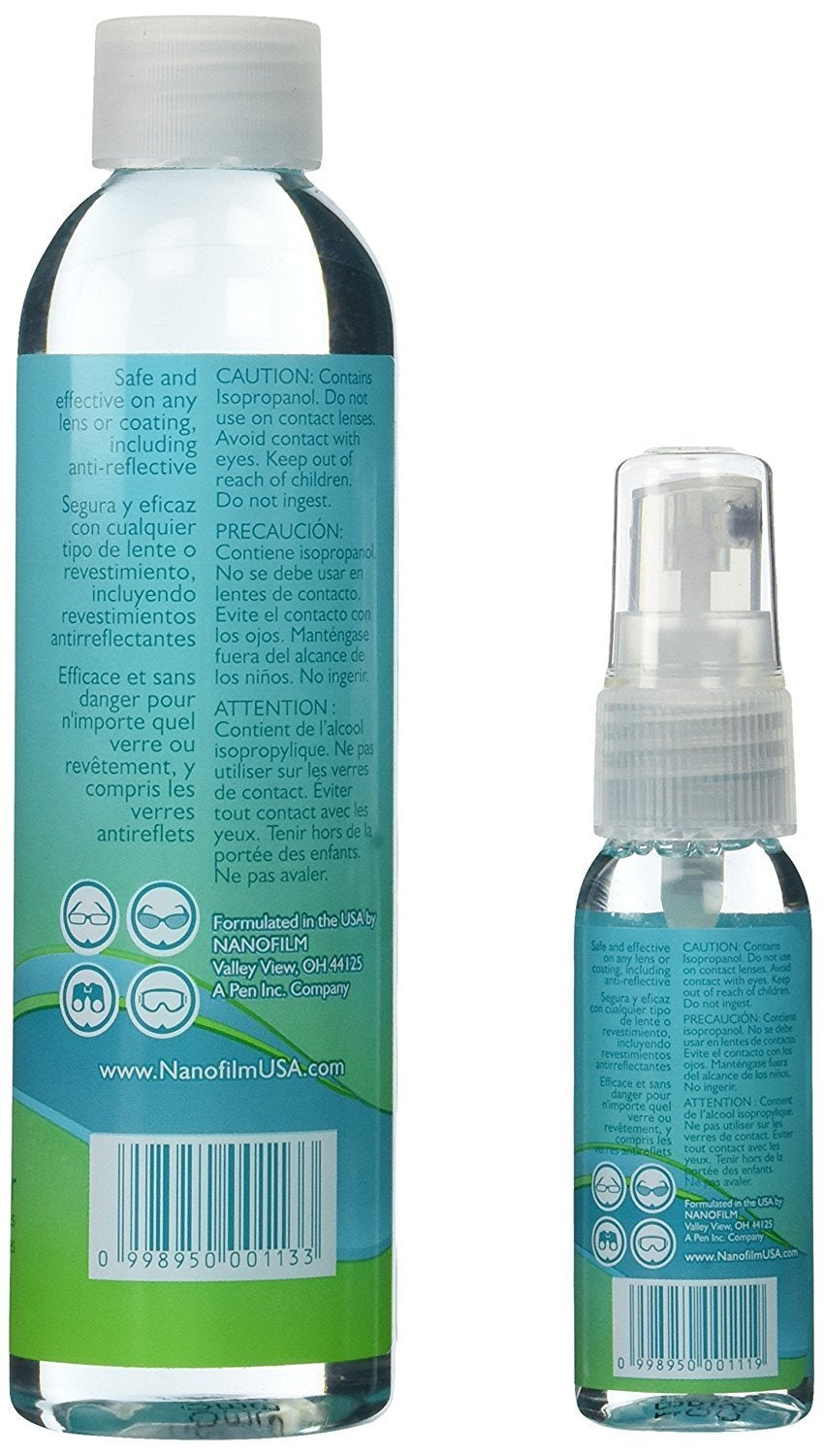 Ultra Clarity Lens Cleaner 1 Oz Spray Bottle and 6 Oz Refill Bottle