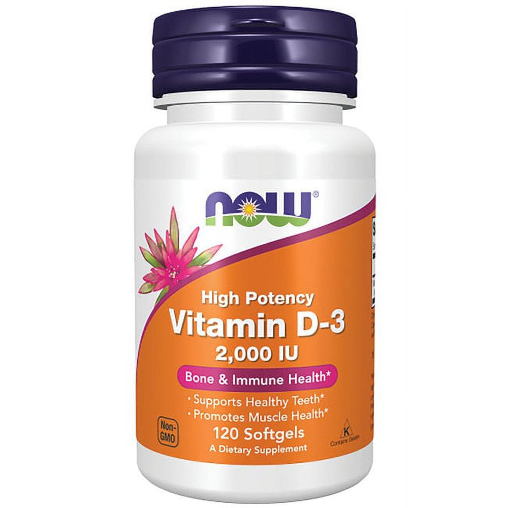 NOW Supplements, Vitamin D-3 2,000 IU, High Potency, Structural Support*, 120 Softgels