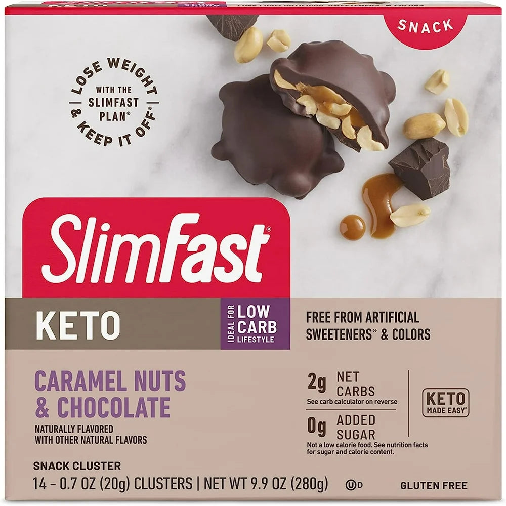 Slimfast Keto Fat Bomb Snack Clusters Caramel Nuts & Chocolate -- 14 Pieces Pack of 3