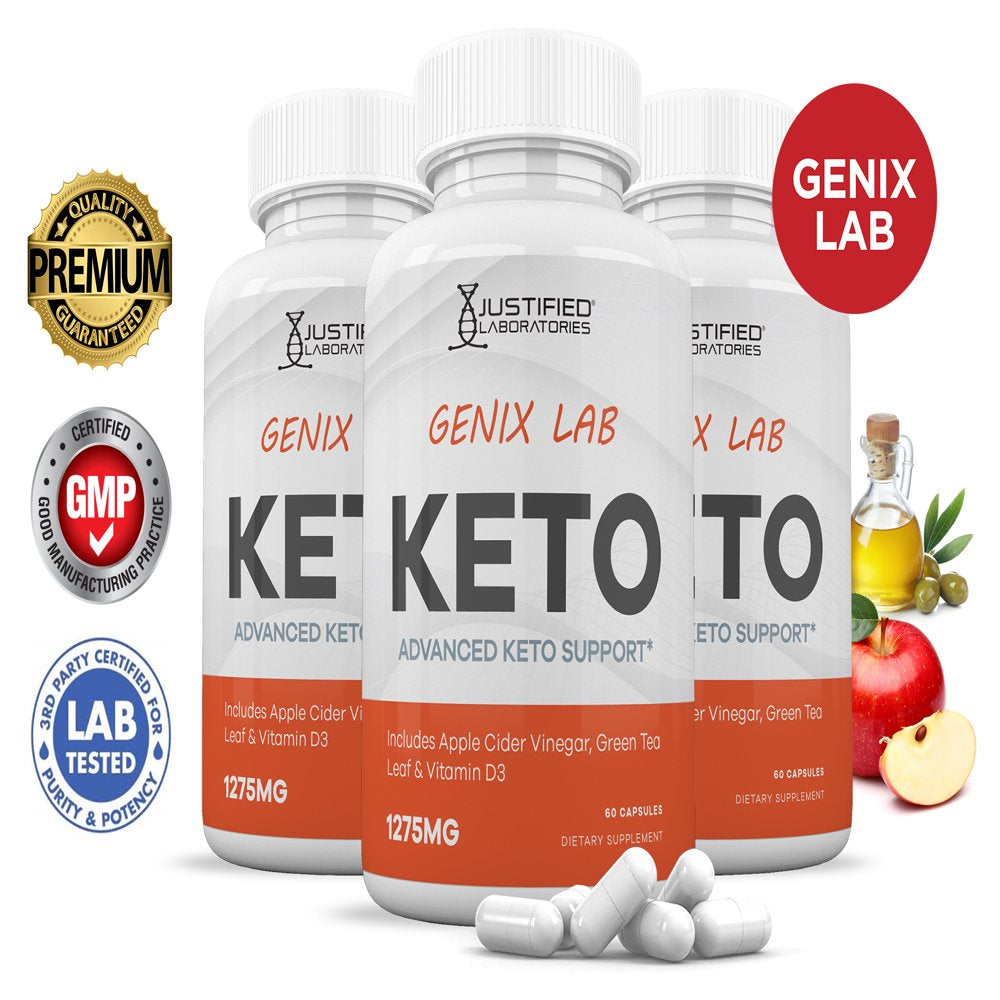 (3 Pack) Genix Lab Keto ACV Pills 1275Mg Alternative to Gummies Dietary Supplement 180 Capsules