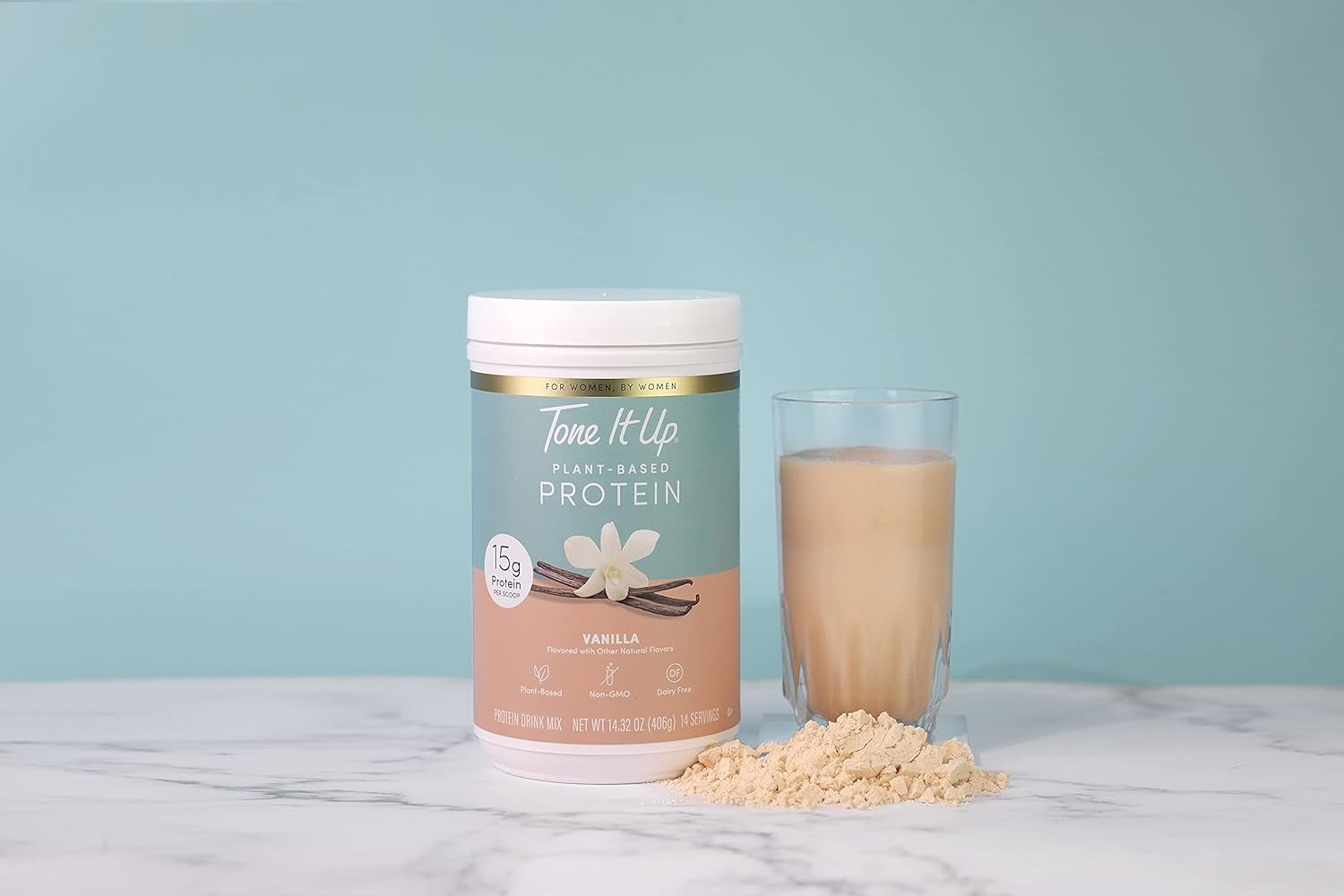 Tone It up Plant Based Protein Powder I Dairy Free, Gluten Free, Kosher, Non-Gmo Pea & Chia Protein and Oat Milk I for Women I 14 Servings, 15G of Protein – Vanilla