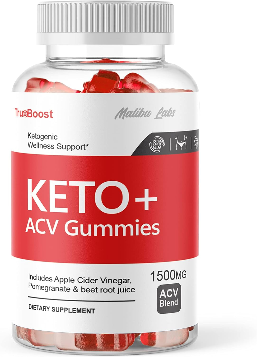 Trueboost Keto + ACV Gummies, Apple Cider Vinegar Ketosis, Gummies 1500MG Once a Day Advanced Formula Ketosis, True Boost Ketogenic Support Supplement, Ketos Gummy, (1 Pack) 30 Day Supply