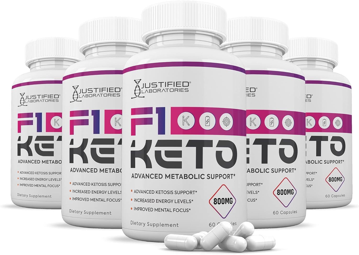 (5 Pack) F1 Keto Now 800MG Includes Gobhb Exogenous Ketones Advanced Ketosis Support for Men Women 300 Capsules