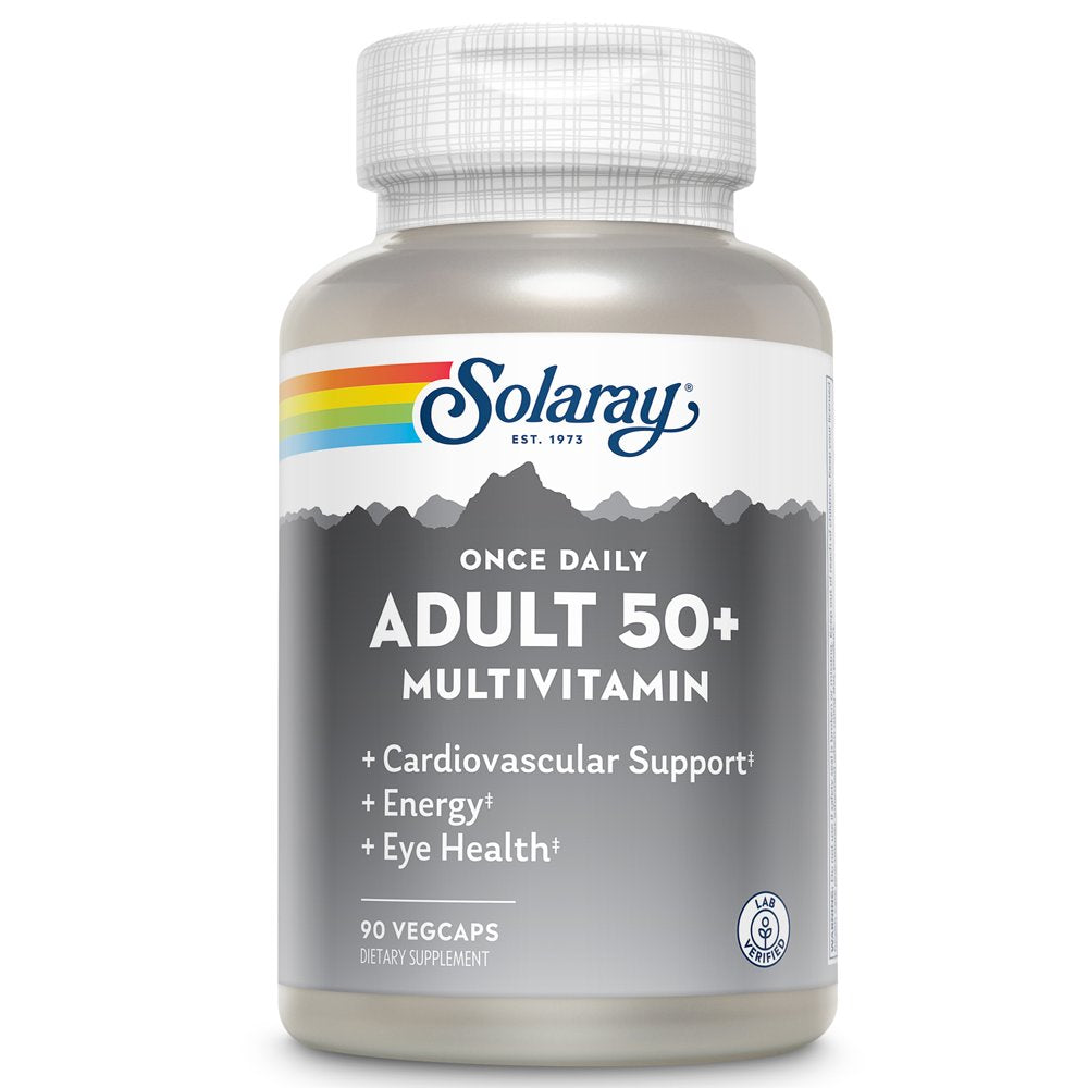 Solaray Once Daily Adult 50+ Multivitamin, Healthy Energy, Heart, Eye & Immune Support for Mature Adults, 90 Vegcaps