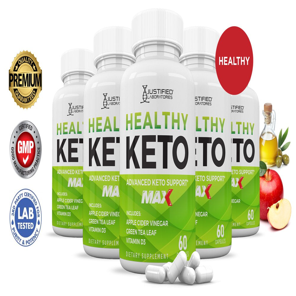 (5 Pack) Healthy Keto ACV MAX Pills 1675Mg Dietary Supplement 300 Capsules