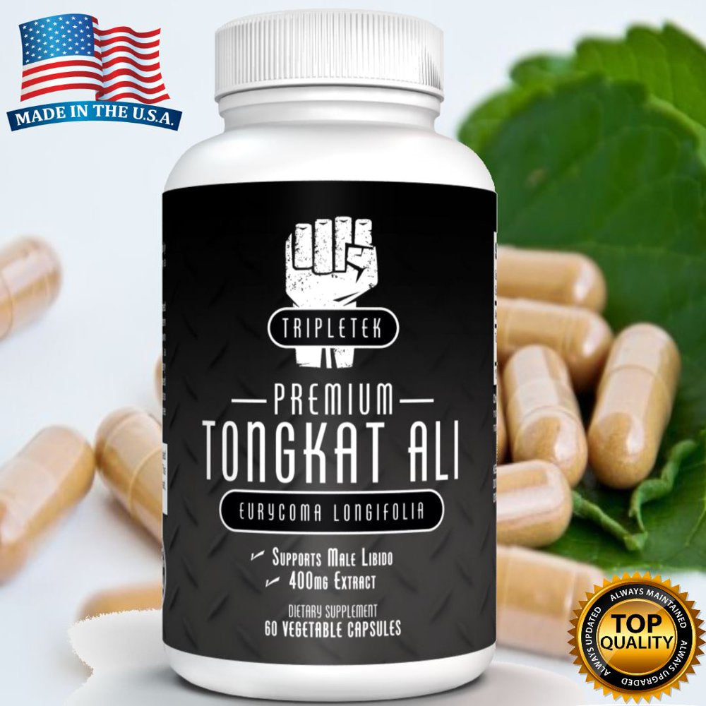 Tripletek Premium Tongkat Ali Extract, Natural Testosterone Booster, Potent 400Mg to Naturally Support Low T, Libido, Lean Muscle Mass, Overall Well-Being