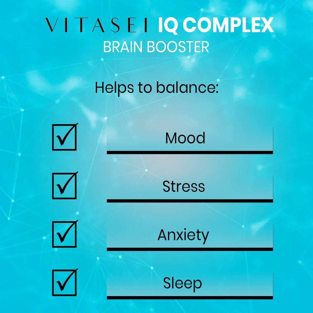 VITASEI IQ Complex PM Brain Booster Supplement, Nootropics Brain Support Supplement W/ Chamomile, Vitamin B6 & Ashwagandha, Enhance Focus, Boost Concentration & Enhance Mental Clarity- 60 Capsules