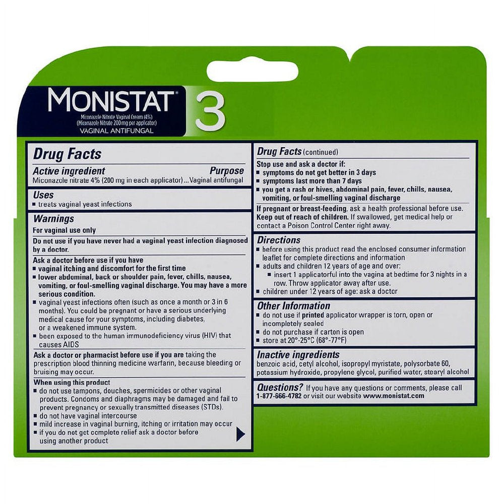 Monistat 3 Vaginal Antifungal Cream Pre-Filled Applicators