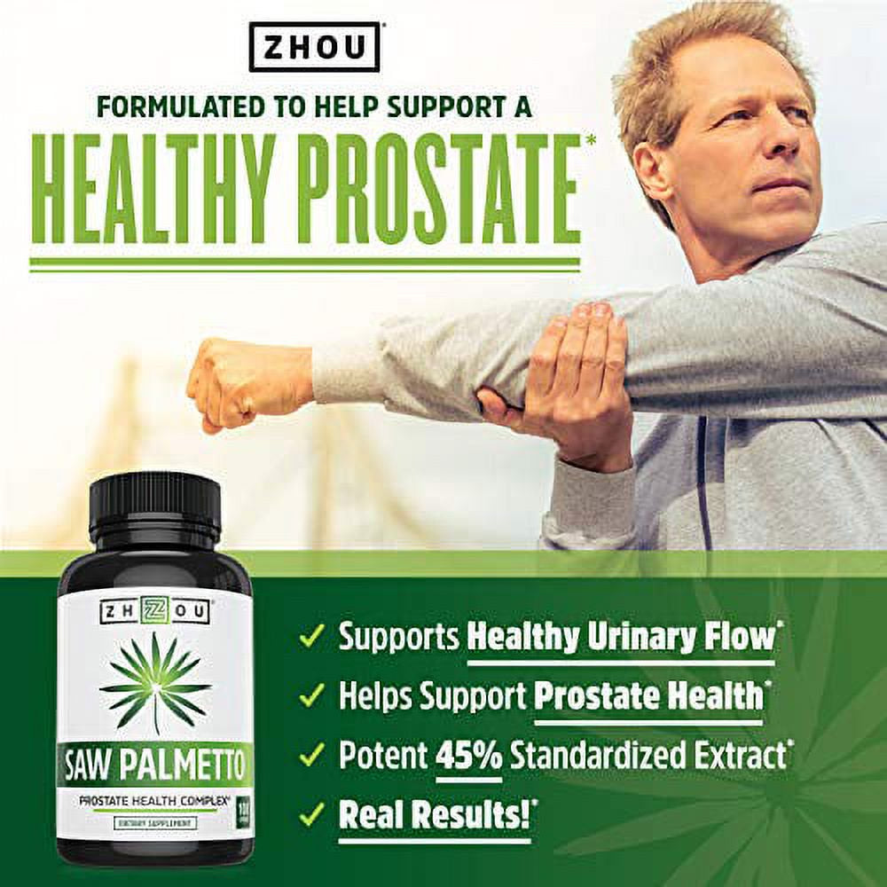 Zhou Saw Palmetto 500 Mg | for Prostate Health | Healthy Urination Frequency & Flow | 100 Capsules