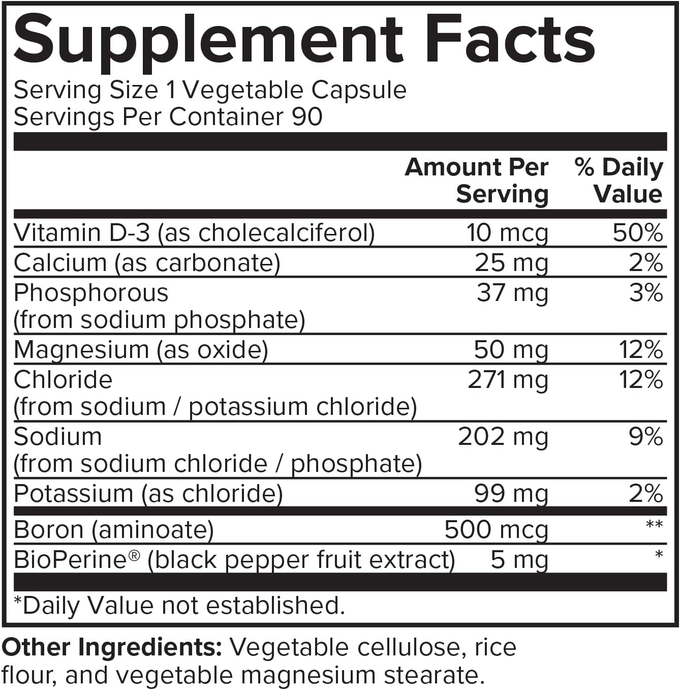 Portions Master Electrolyte - Vitamin D3 + Bioperine for Enhanced Absorption - 690Mg (Complex) - 100Ct Vegetable Capsules