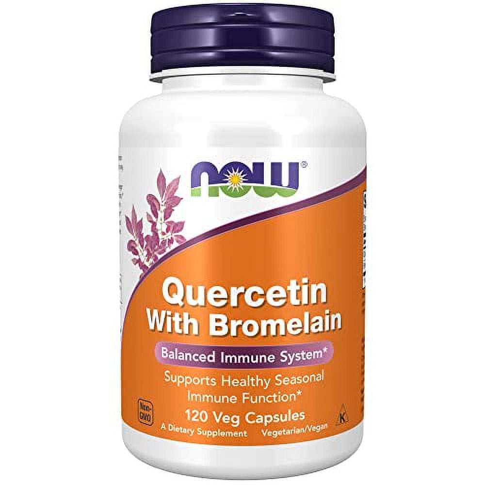 NOW Supplements Quercetin with Bromelain Balanced Immune System, Pineapple, 120 Veg Capsules