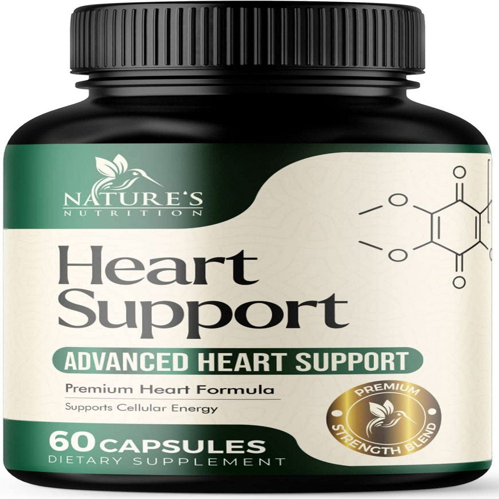 Heart Supplements 1650Mg for Heart Health Support with Coq10, L-Arginine, Magnesium, Hawthorn - 22 Natural Heart Vitamins & Extracts to Support Nitric Oxide & Energy Production, and More - 60 Capsules