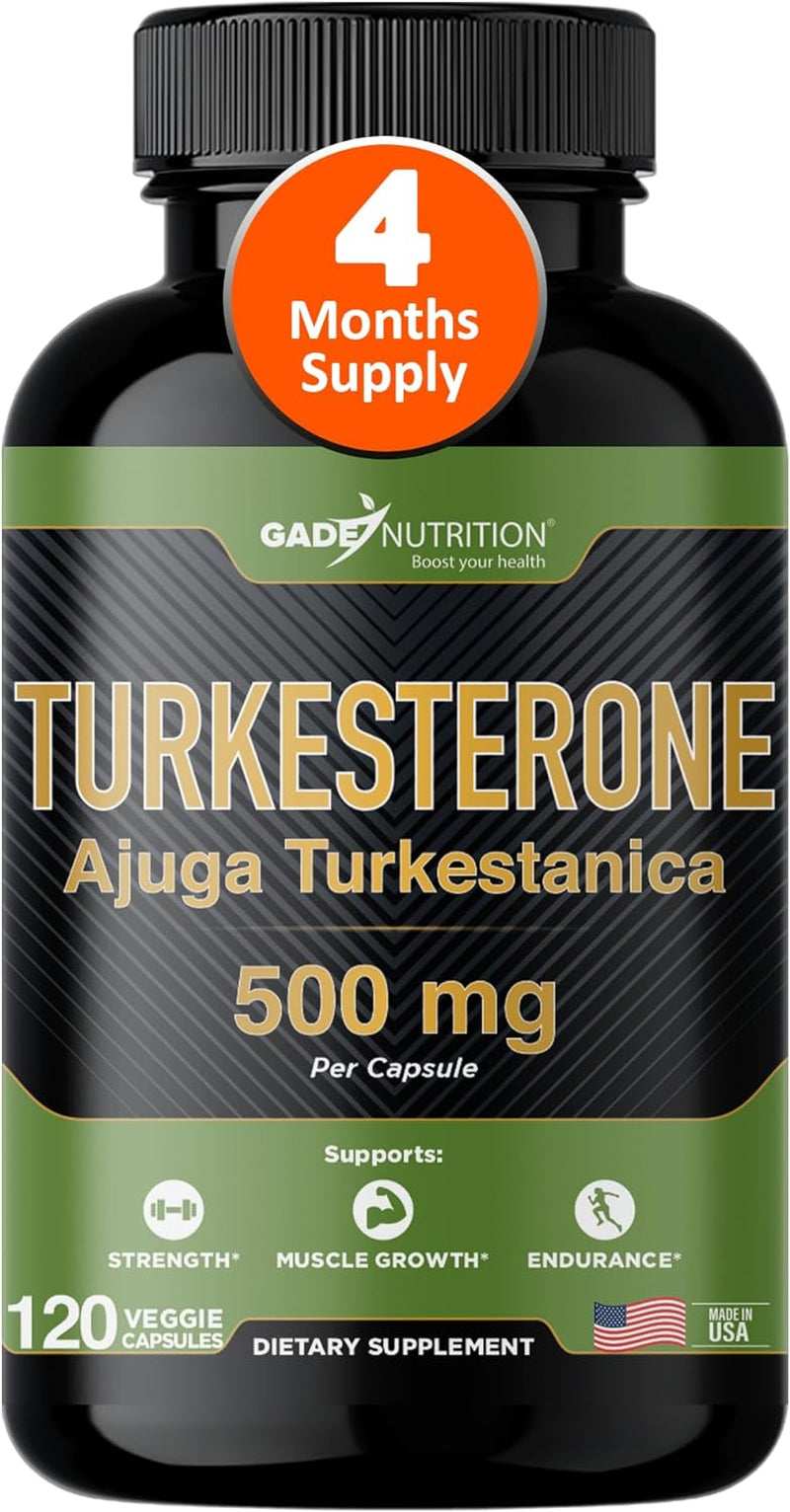 Turkesterone - Ajuga Turkestanica Extract Standardized 10% Turkesterone Supplement 500Mg, for Strength, Muscle Growth, Stamina, Recovery, Similar to Ecdysterone, USA Made