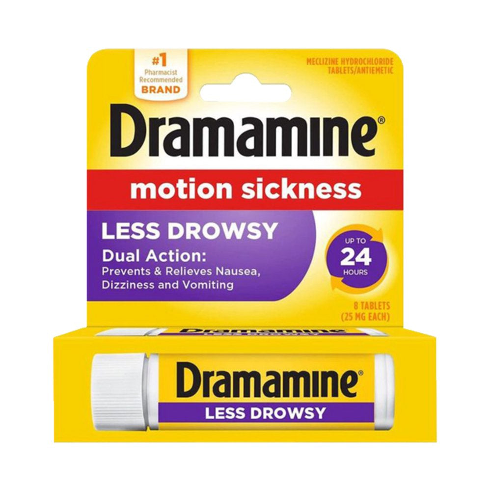 Dramamine All Day Less Drowsy, Motion Sickness Relief, 8 Count