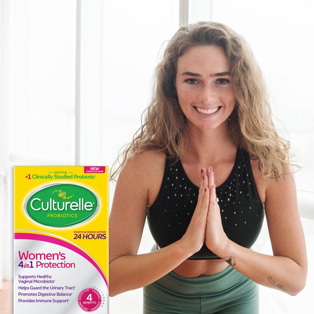 Culturelle Women’S 4-In-1 Daily Probiotic Supplements for Women - Supports Vaginal Health, Digestive Health, Immune Health, Occasional Diarrhea, Gas & Bloating - Non-Gmo - 30 Count