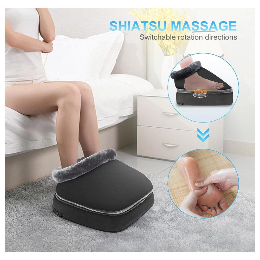 Shiatsu Foot Massager Machine with Heat, 2-In-1 Foot Warmer Back Massager, Foot Massager for Circulation and Pain Relief, Electric Foot Massagers for Lasting Foot Pain Relief, Neuropathy Relief