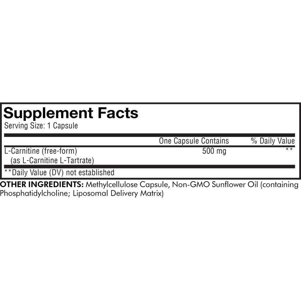 Codeage Liposomal L-Carnitine 500Mg Supplement, 3-Month Supply, Free Form Amino Acid, Non-Gmo, 90 Ct