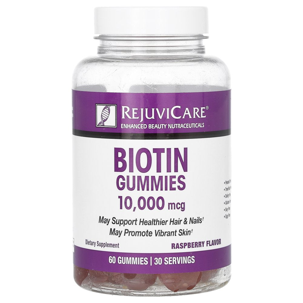Biotin Gummies, Strawberry Flavor, 10,000 Mcg, 60 Gummies
