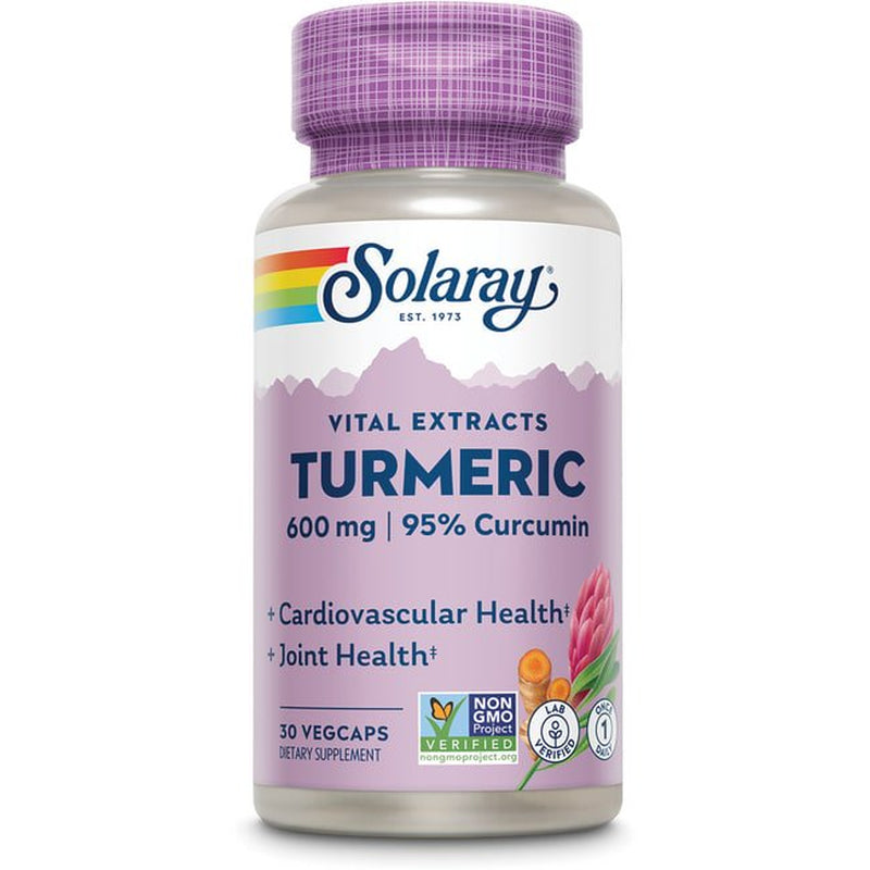 Solaray Turmeric Root Extract 600Mg | One Daily | Healthy Joints, Cardiovascular System Support | Guaranteed Potency | 30 Vegcaps
