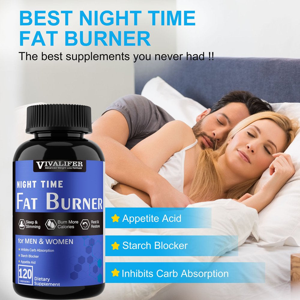 2 Pack Night Time Fat Burner, Appetite Suppressant and Sleep Aid Supplement Boost Metabolism, Weight Loss Pills for Women and Men, Total 240 Capsules Healthier Diet Pills