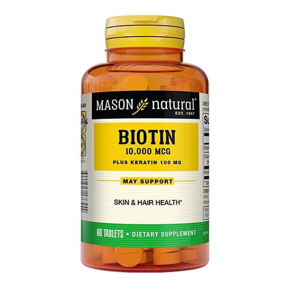 Mason Natural Biotin plus Keratin 10,000 Mcg Tablets, 60 Ea, 3 Pack
