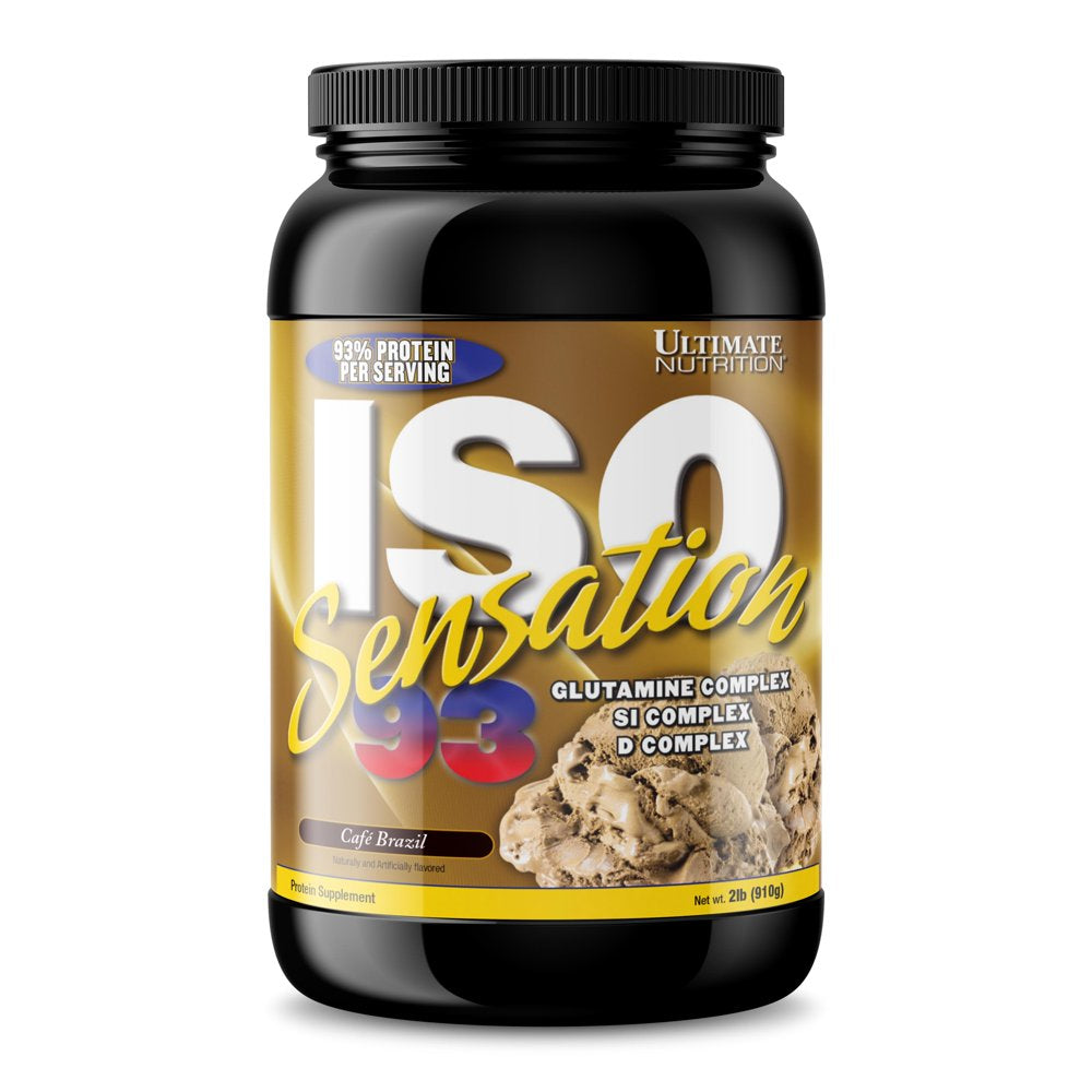 Ultimate Nutrition ISO Sensation 93 Whey Protein Powder, Café Brazil, 2 Pounds