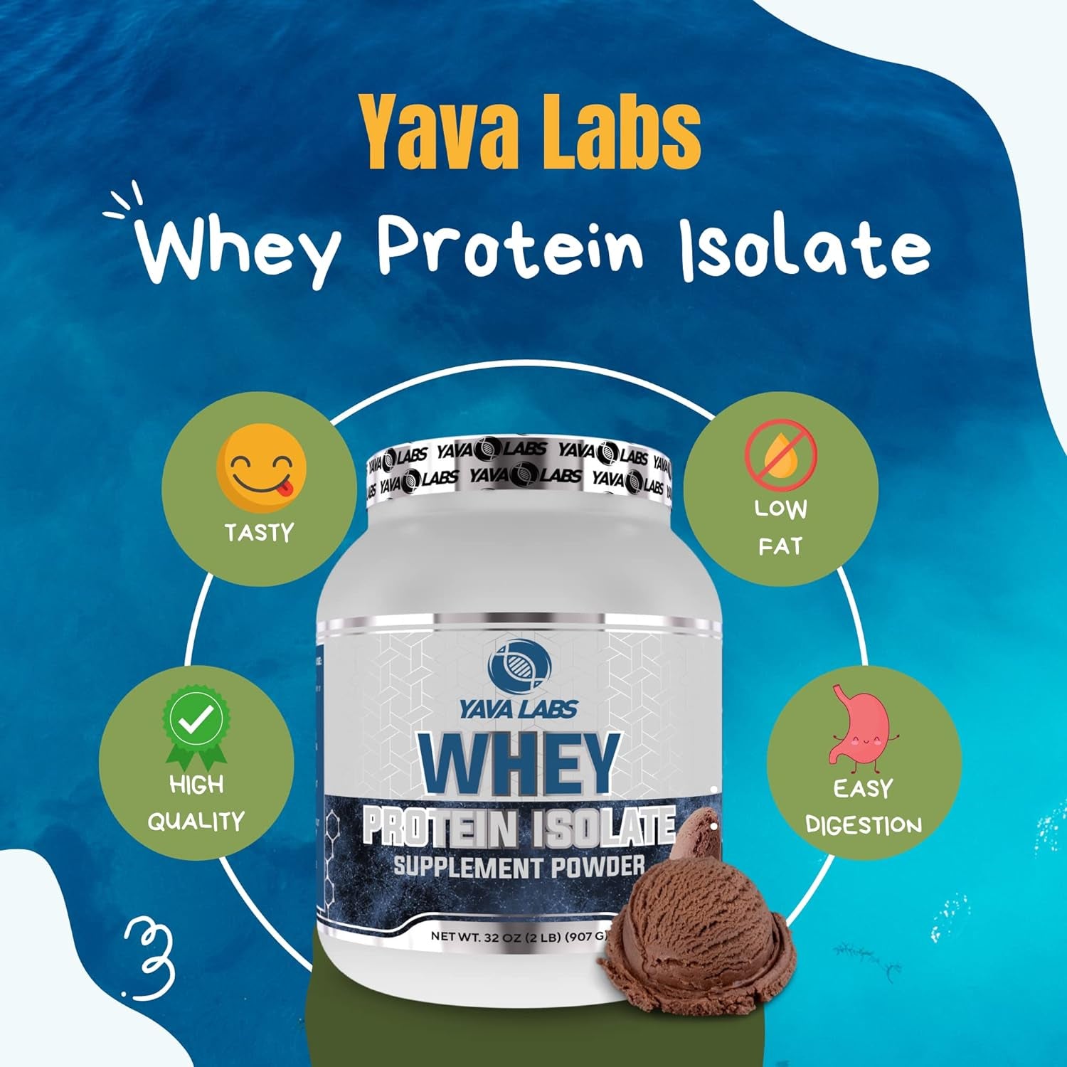 Yava Labs Isolate Whey Protein 2LBS (Chocolate Ice Cream)