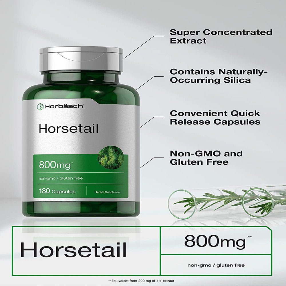 Horsetail Extract 800Mg | 180 Capsules | Herbal Supplement | by Horbaach