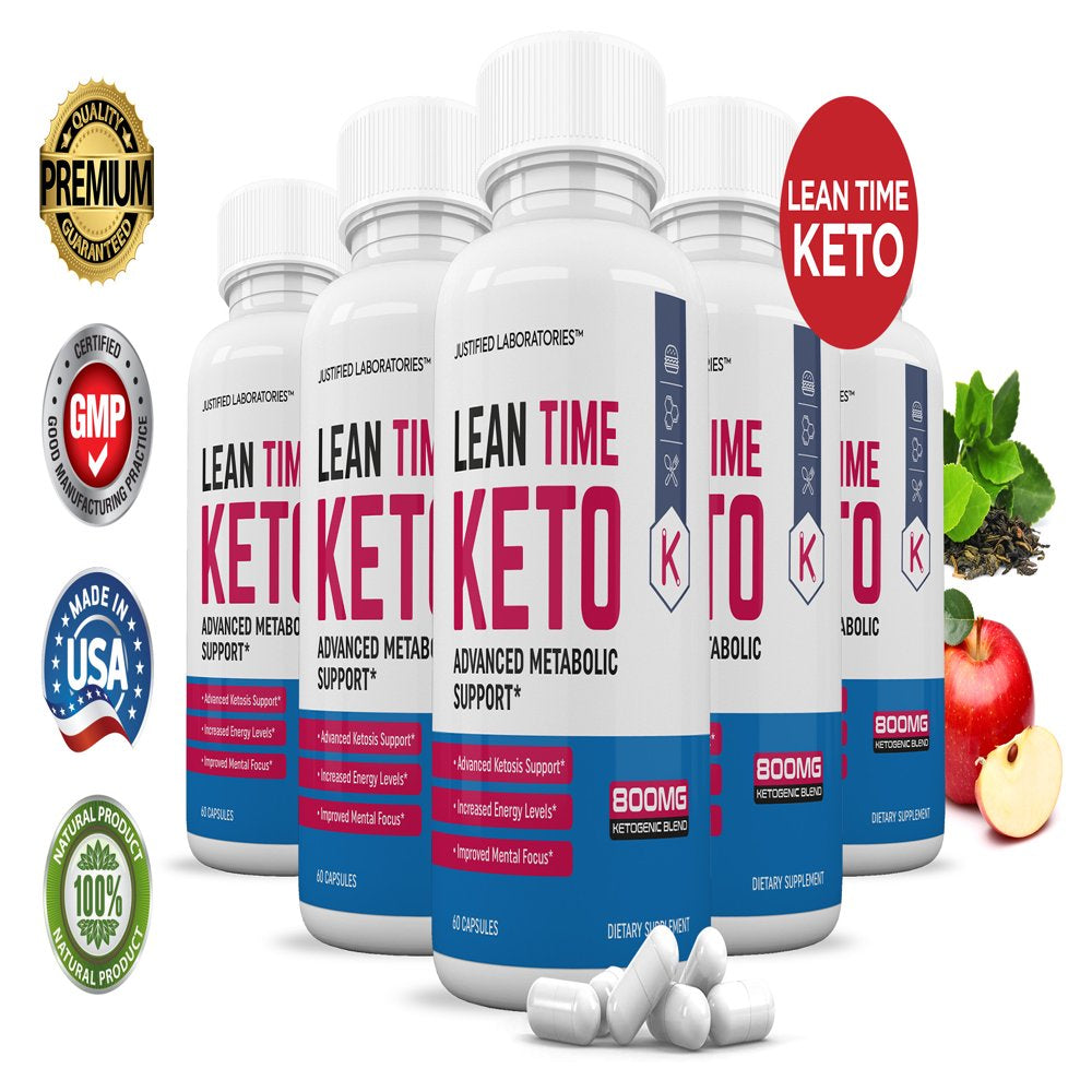 (5 Pack) Lean Time Keto Pills Includes Apple Cider Vinegar Gobhb 300 Capsules