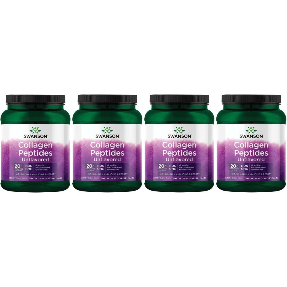 Swanson Collagen Peptides Unflavored 19.75 Oz Pwdr 4 Pack