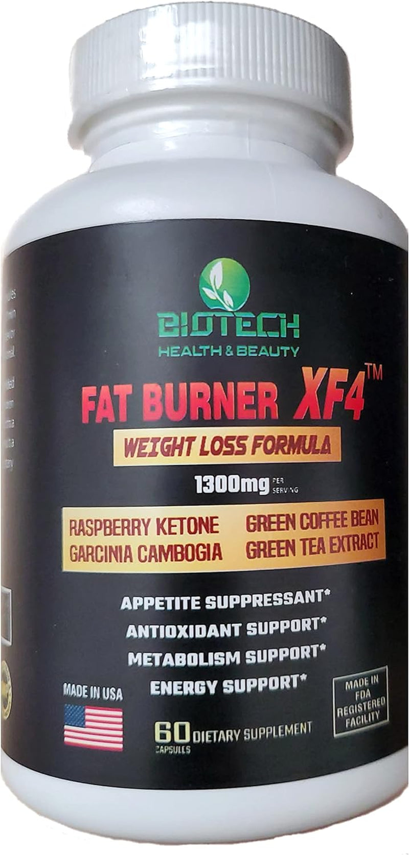 5 in 1 Premium Weight Loss Supplement, Appetite Suppressant, Energy Booster, and Improve Digestion for Women Men, Fat Burner XF4 (60 Capsules)