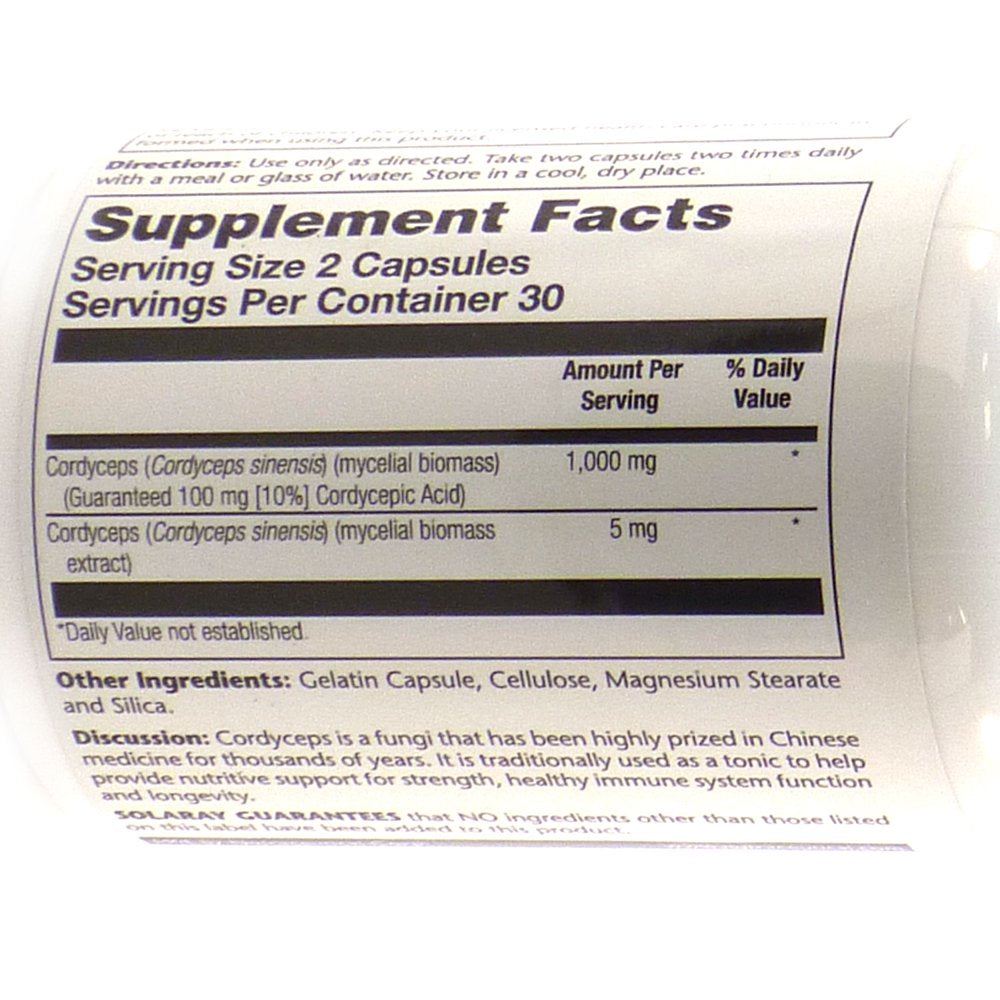 Solaray - Guaranteed Potency Cordyceps 500 Mg. - 60 Vegetarian Capsules