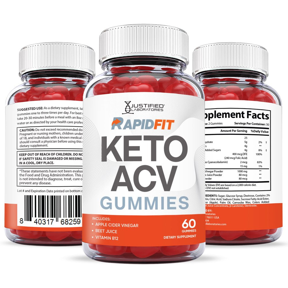 (2 Pack) Rapidfit Keto ACV Gummies 1000MG Dietary Supplement 120 Gummys