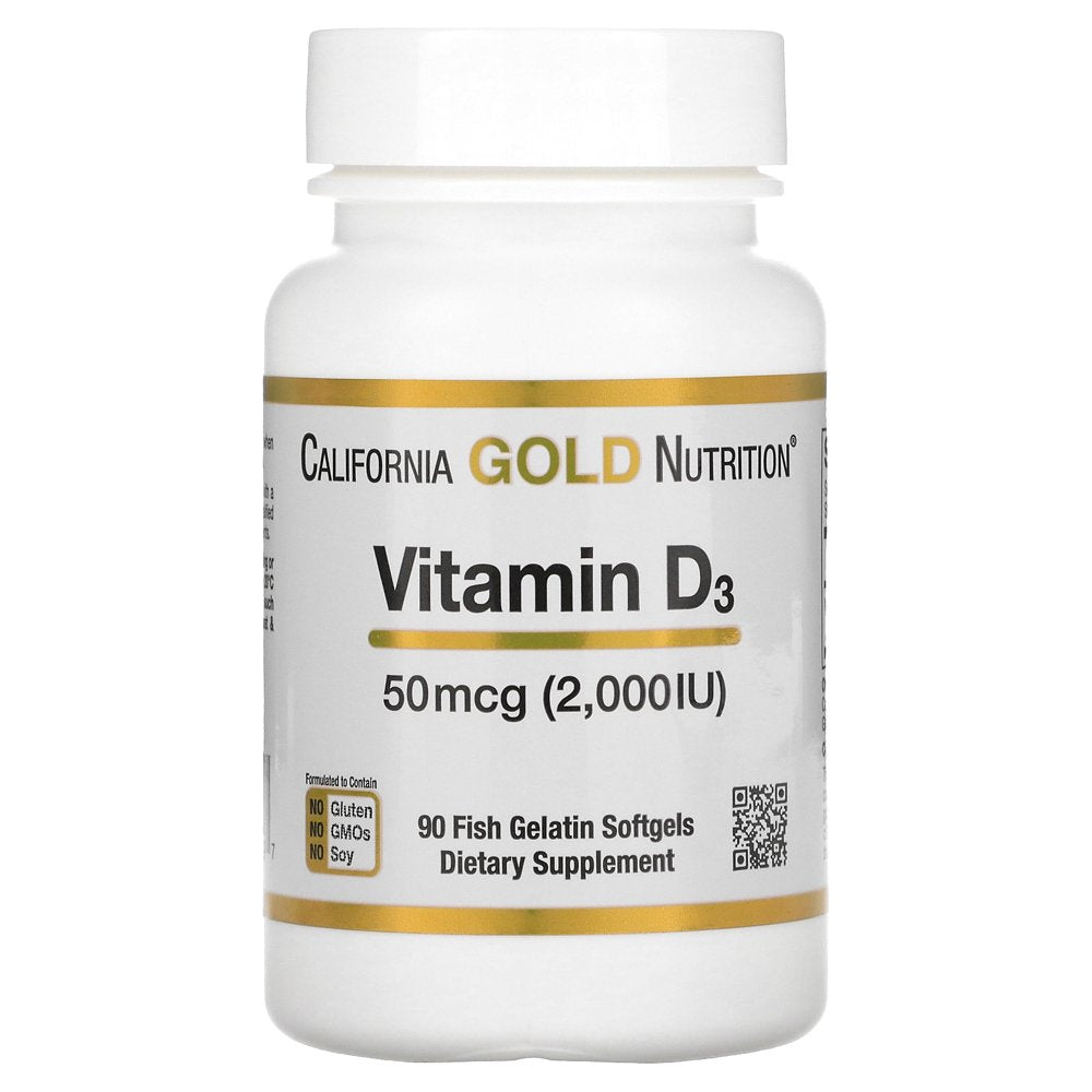 Vitamin D3, 50 Mcg (2,000 IU), 90 Fish Gelatin Softgels, California Gold Nutrition