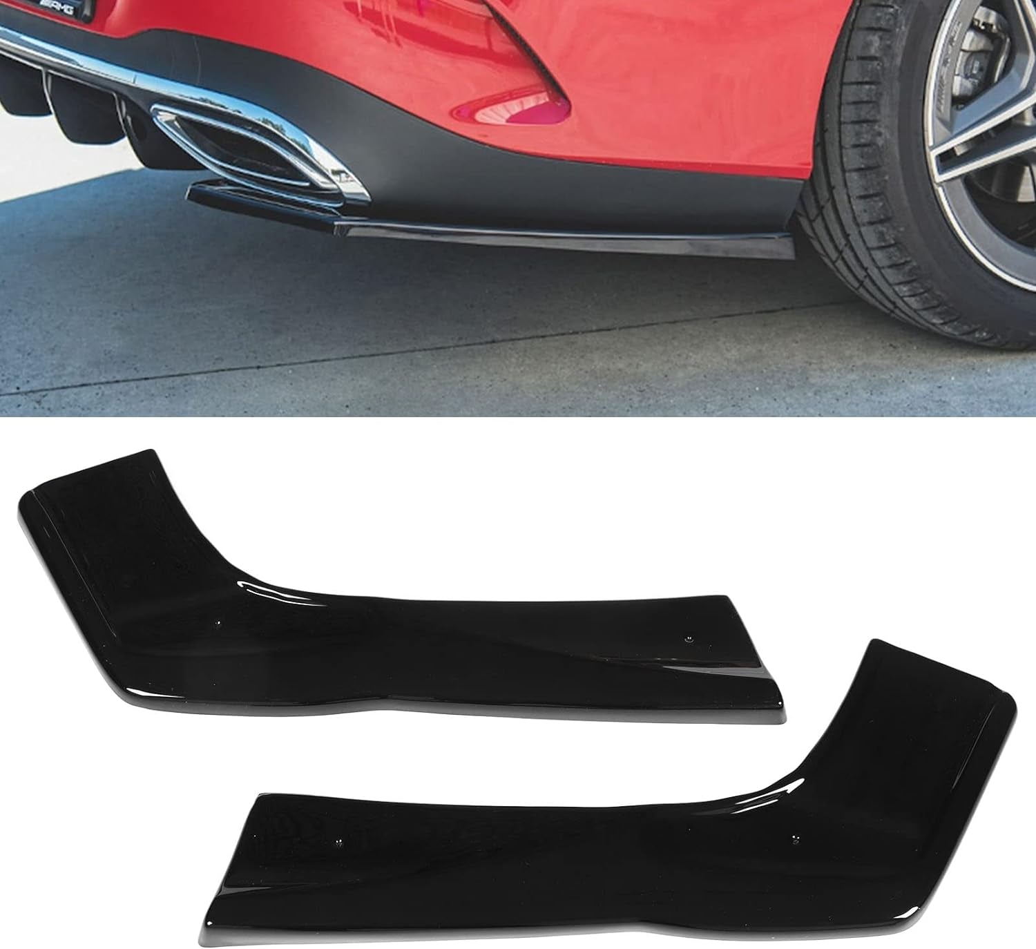 1 Pair Tail Bumper Lip Spoiler, Rear Splitter Lip Spoiler Glossy Black Left Right Bumper Diffuser Splitter Kit Replacement for Benz CLA Class C118 CLA35 CLA45