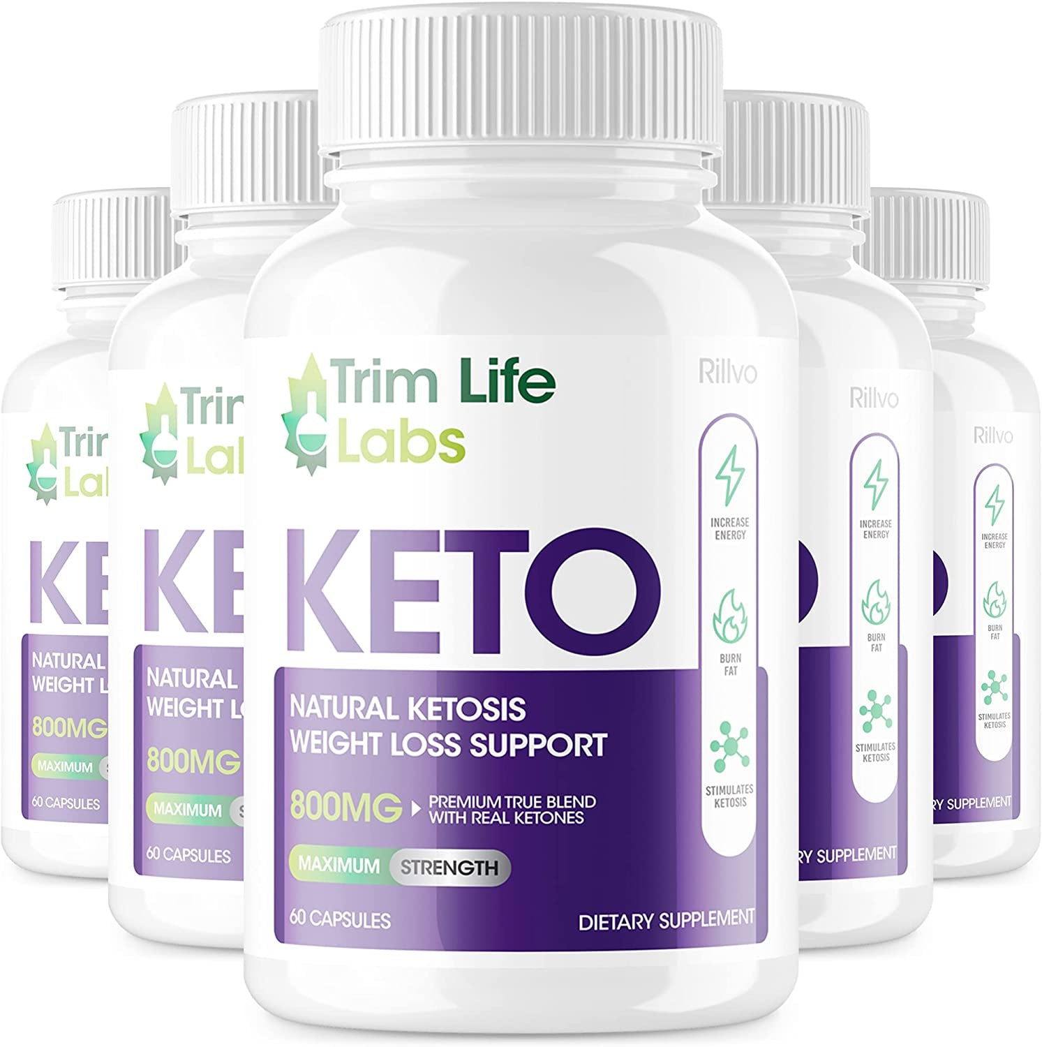 (5 Pack) Trim Life Keto Advanced Weight Loss Supplement Ketosis Pills (300 Capsules)