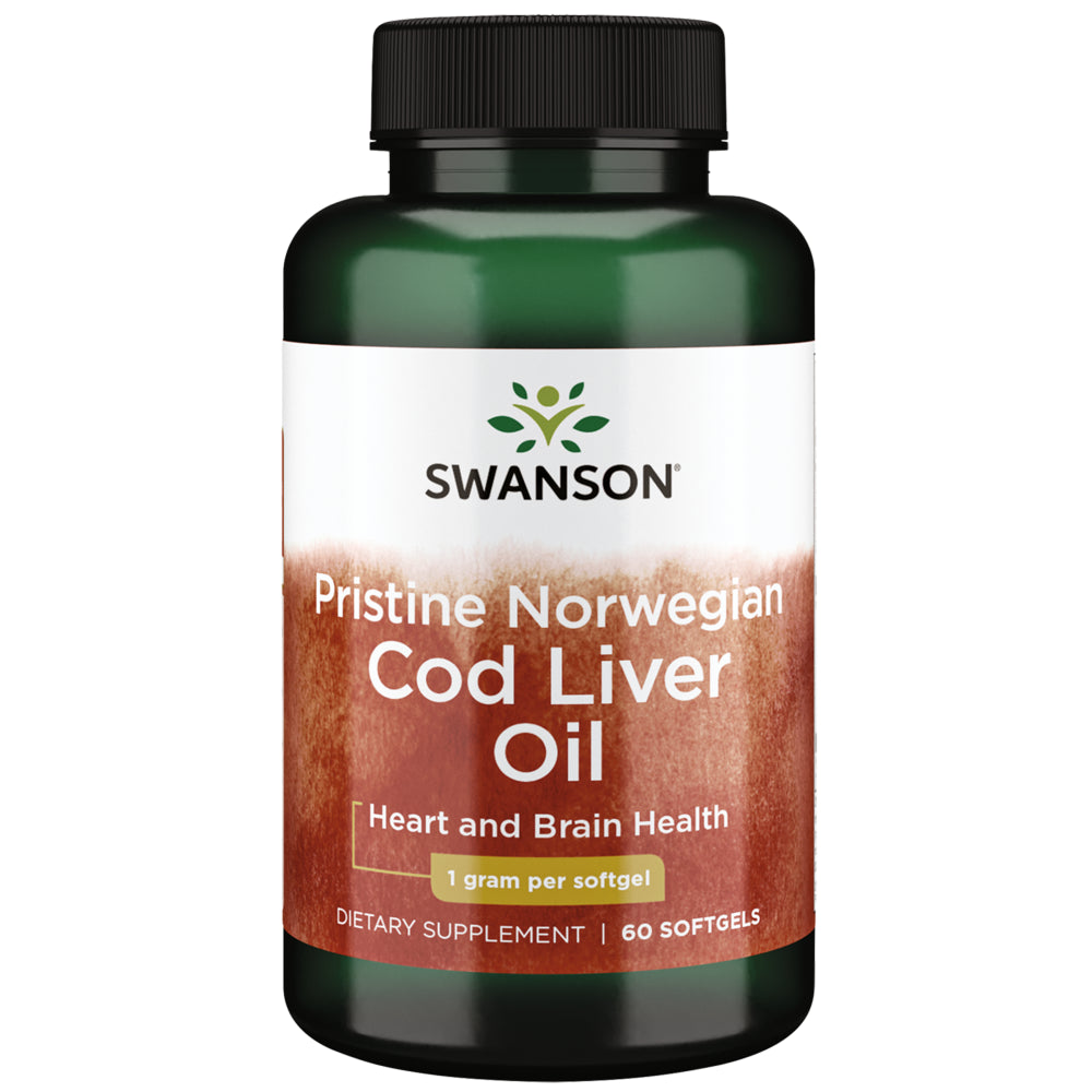 Swanson Pristine Norwegian Cod Liver Oil 1 G 60 Softgels